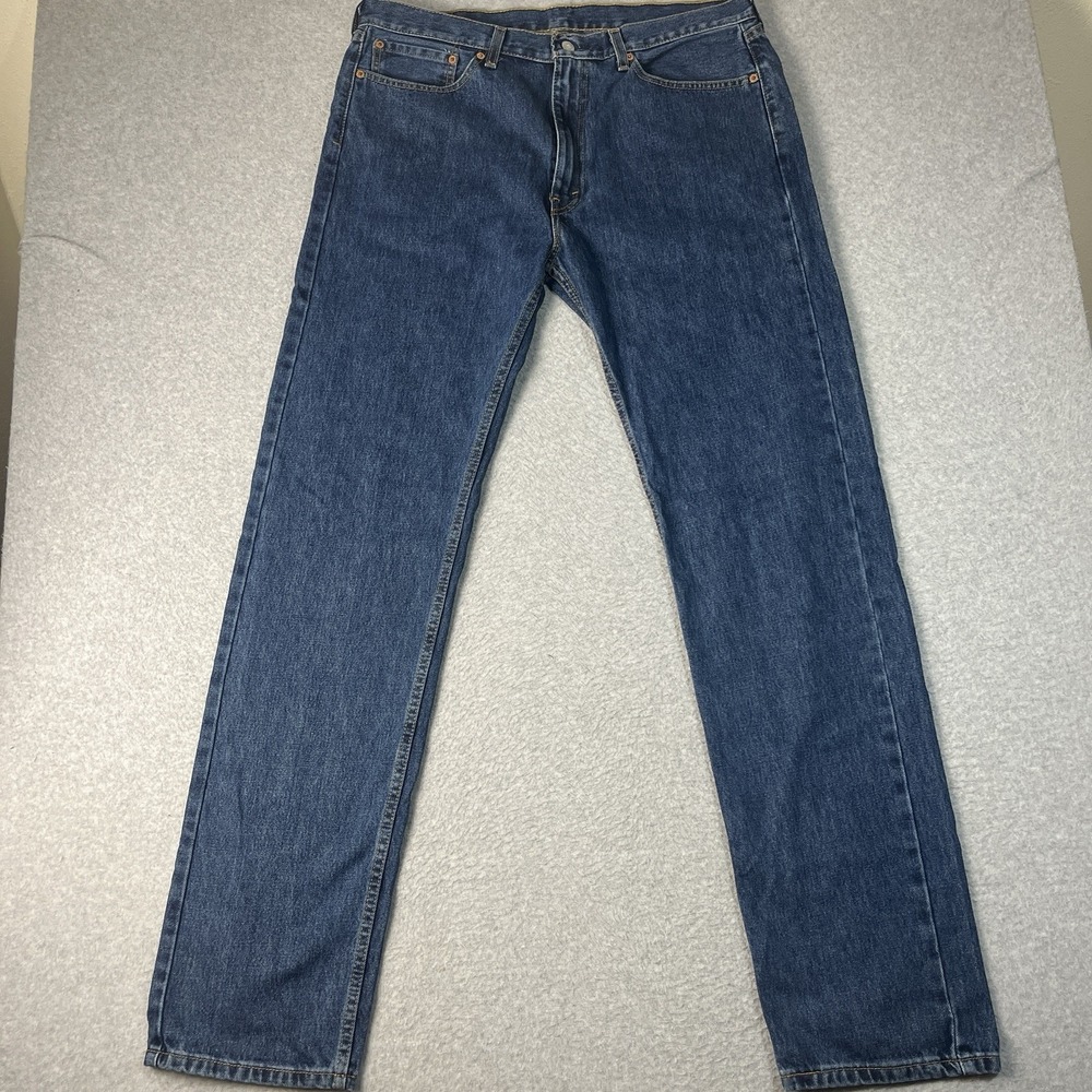 Levis Jeans Mens 36x36 Blue 505 Straight Denim 100% Cotton Medium Mid Rise